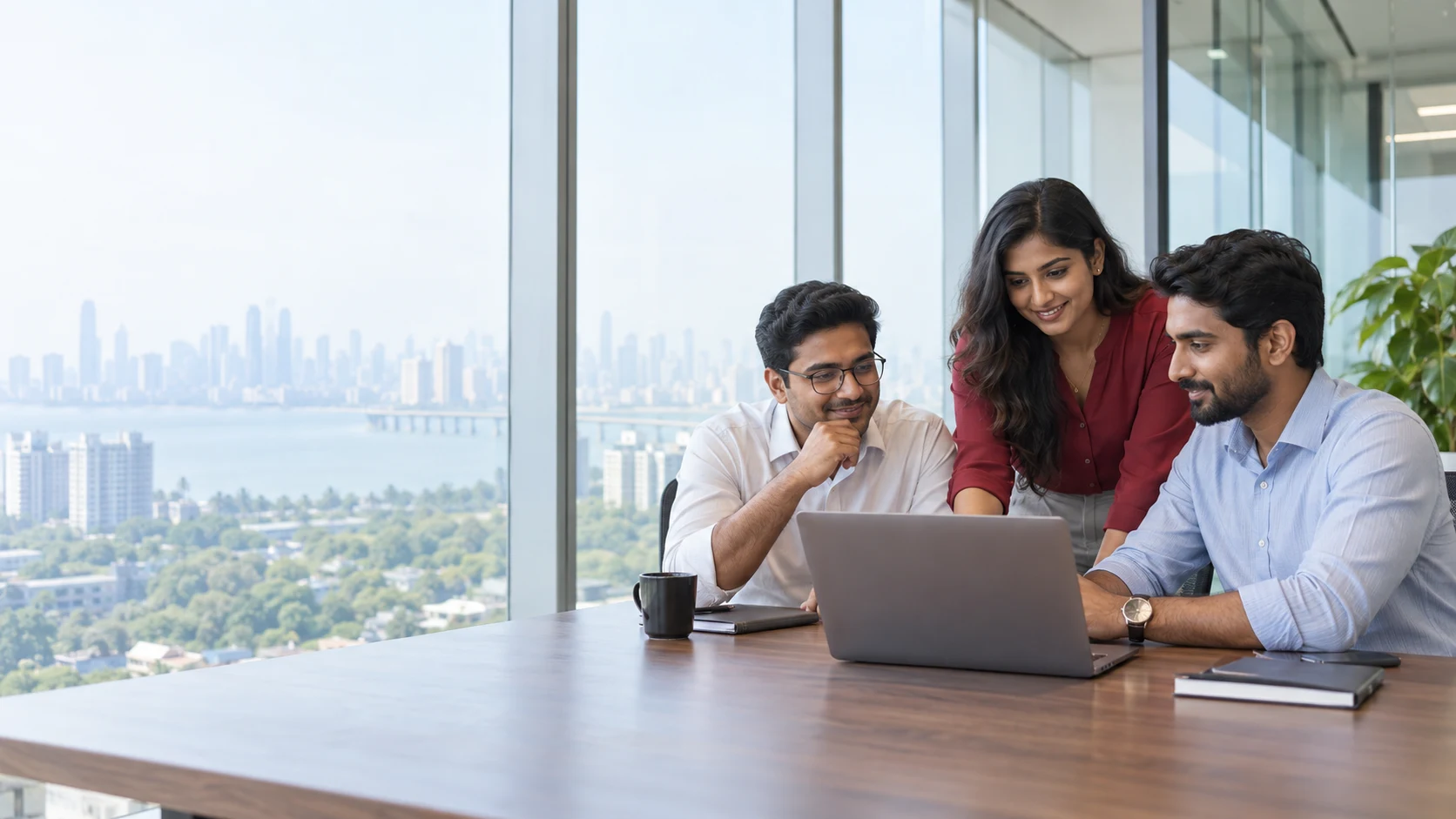 Indian professionals working together in a modern office